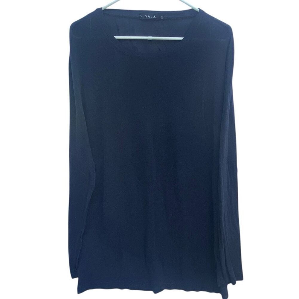 YALA Women’s Navy Blue Long Sleeve Lightweight Bamboo Tunic Top Size XL